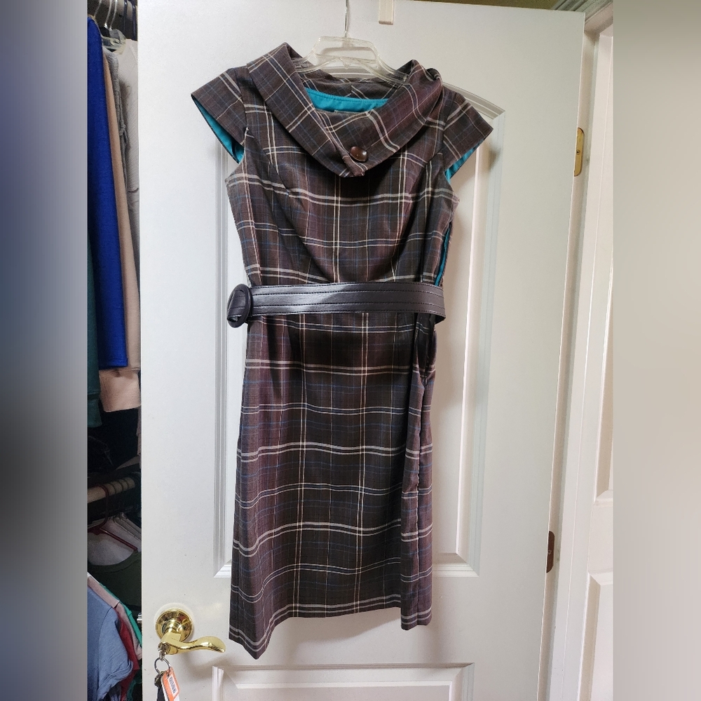 Plaid Dress with Belt
